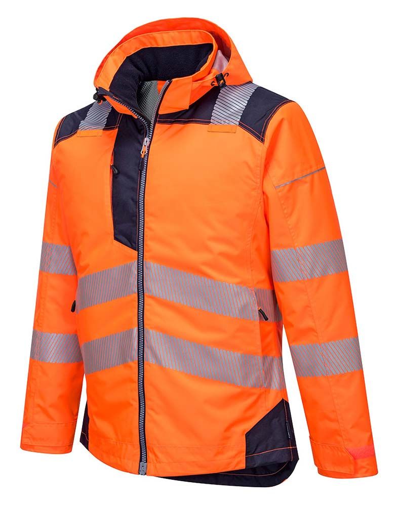 Warnschutz Regenjacke Winter Orange/Dunkelblau