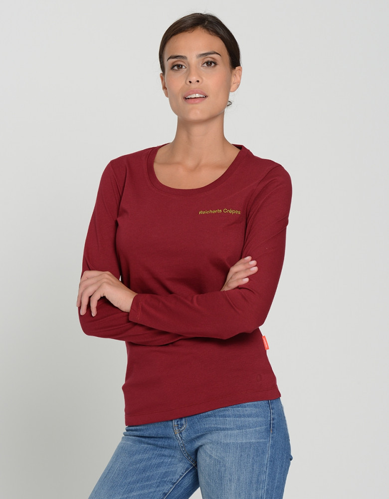 Damen Longsleeve Weinrot