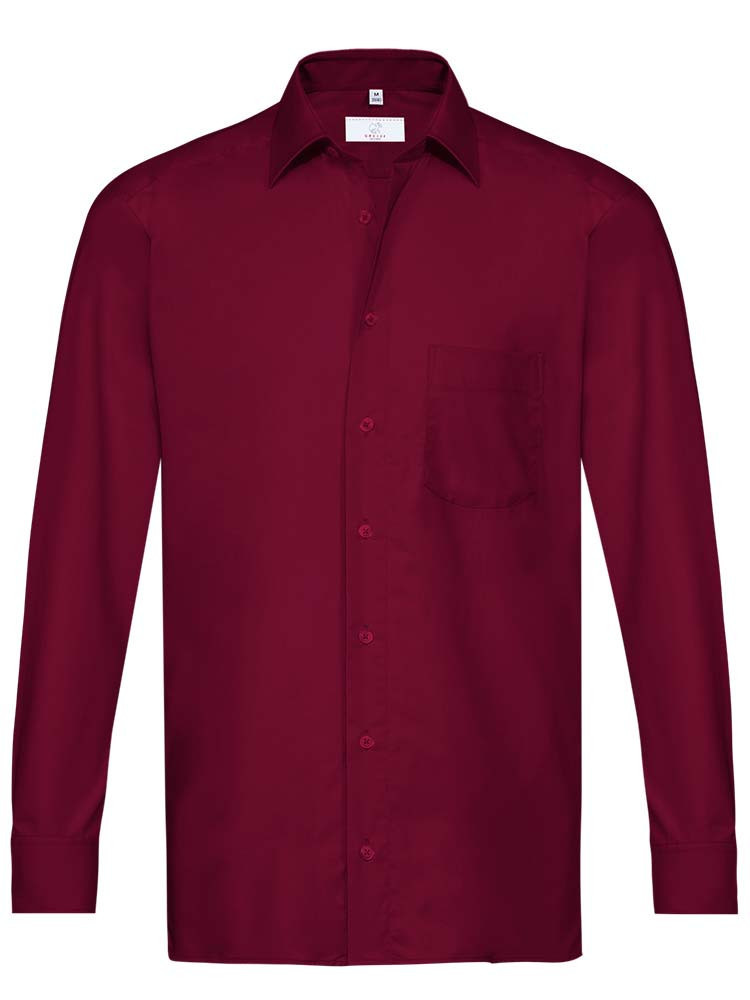 Herrenhemd langarm Weinrot