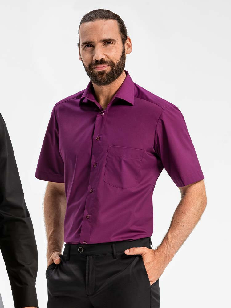Herrenhemd Kurzarm Lila