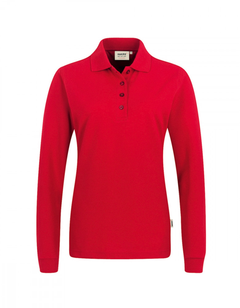 Langarm Poloshirt Damen Rot