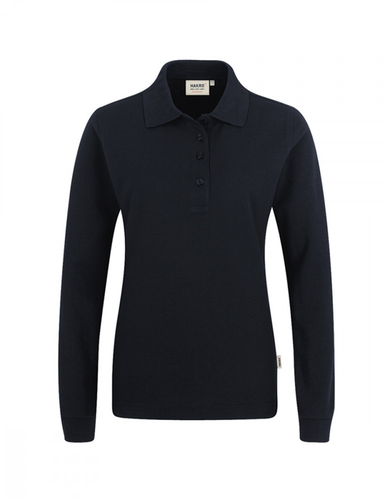 Poloshirt Langarm Damen Schwarz