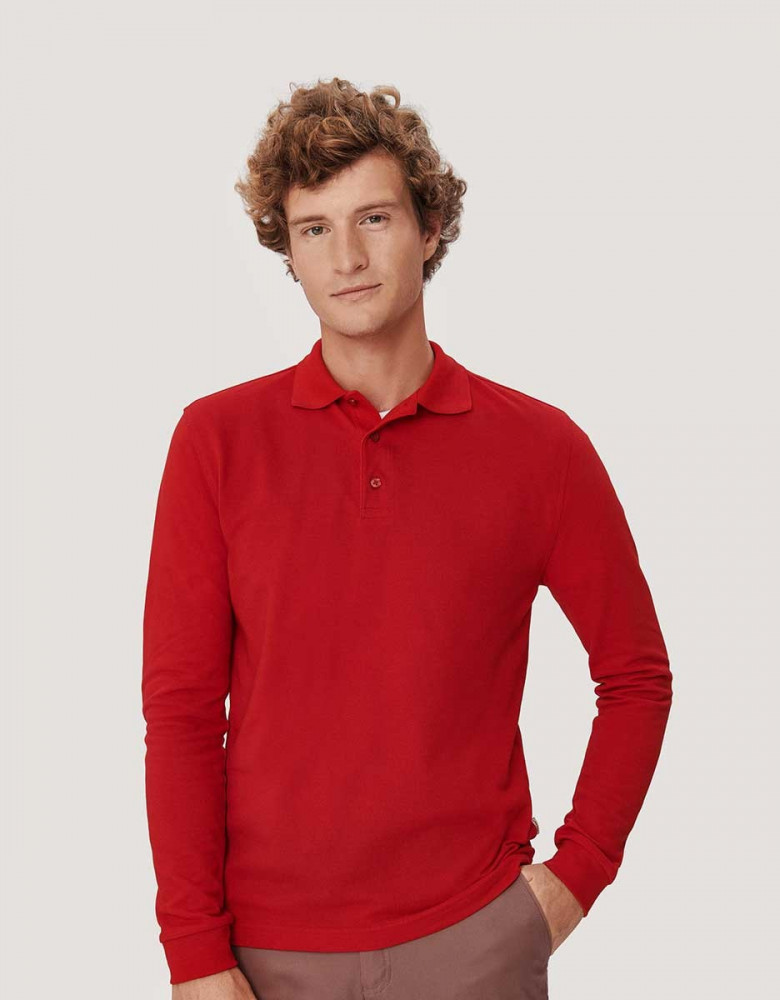 Langarm Poloshirt Herren Rot