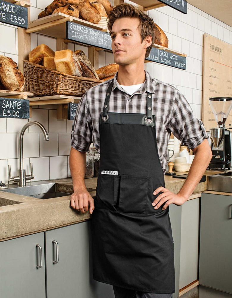 Latzschürze Espresso mit Kunstleder