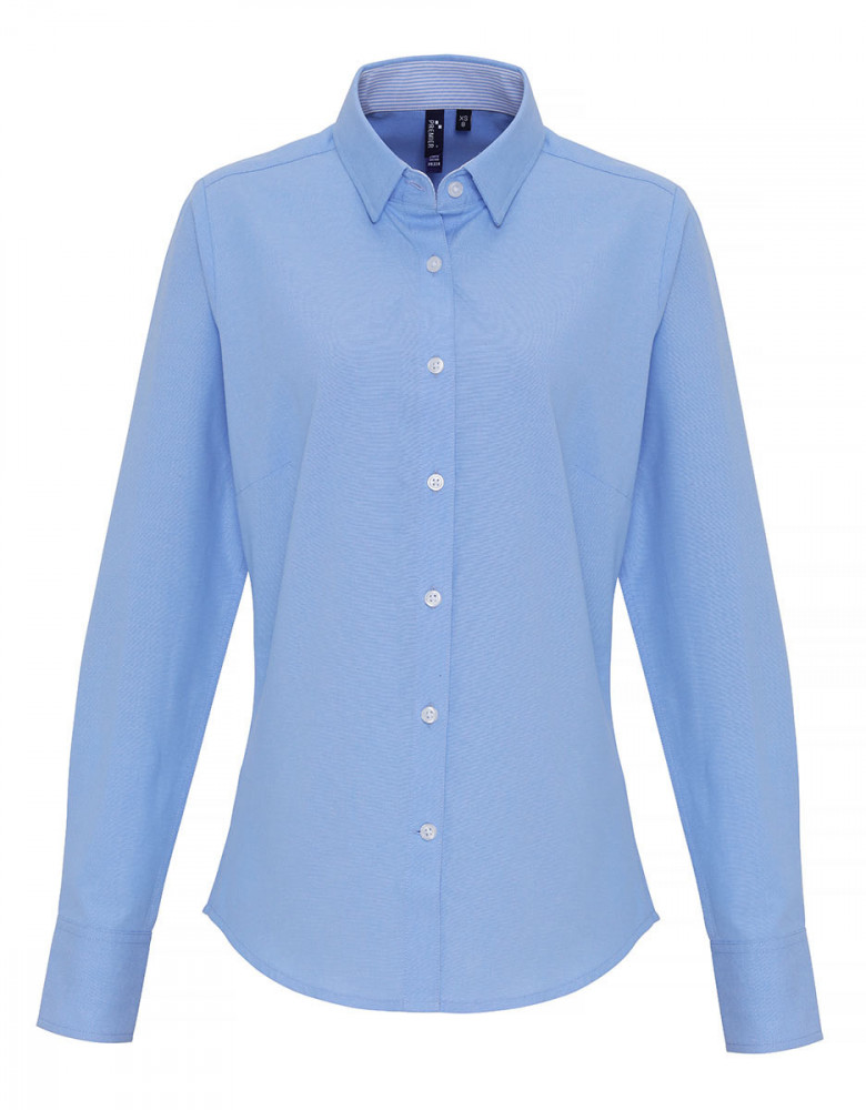 Bluse hellblau gestreifter kragen