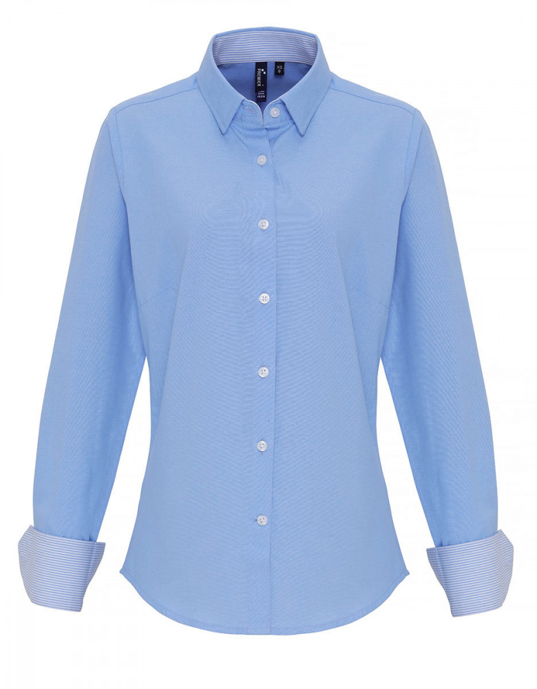 Bluse hellblau gestreifter kragen