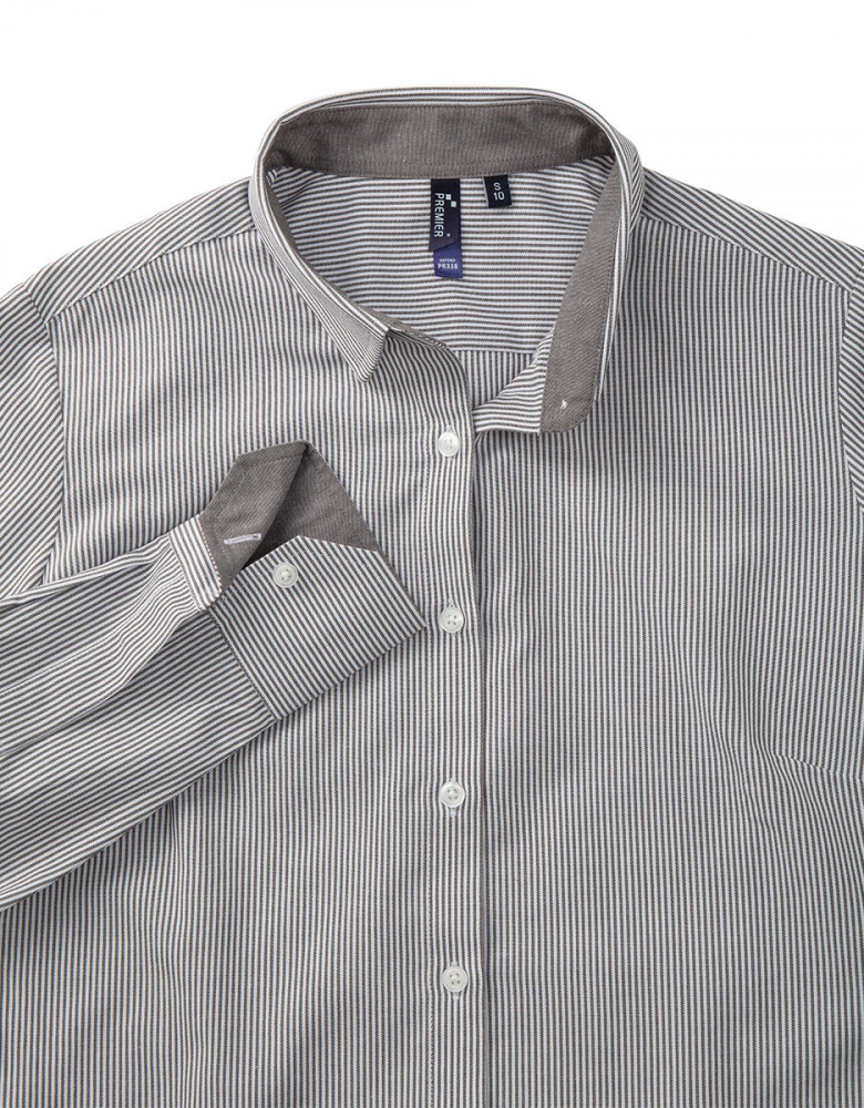 Bluse grau-weiß gestreift