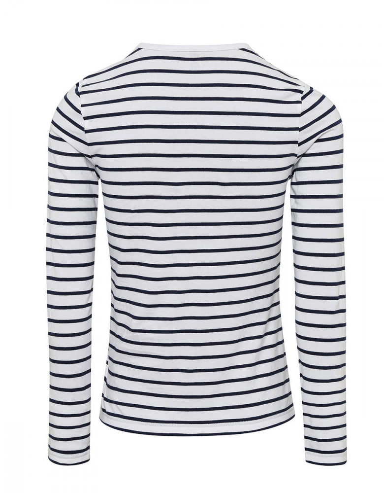 Langarmshirt Damen Weiß/Blau gestreift