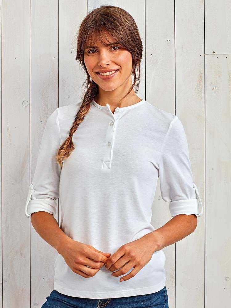 Langarmshirt Damen Weiß