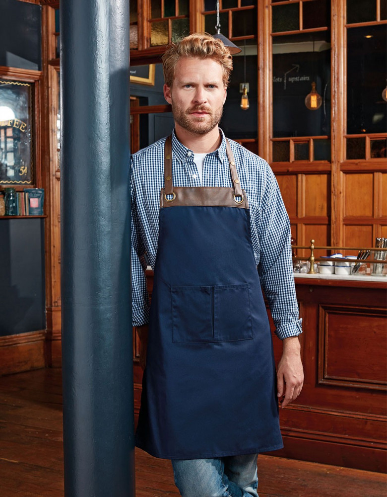 Latzschürze Espresso mit Kunstleder