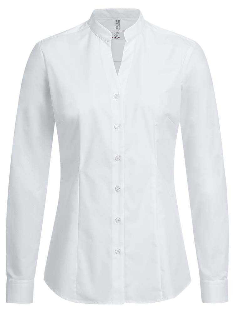 Weiße Bluse mit Stehkragen