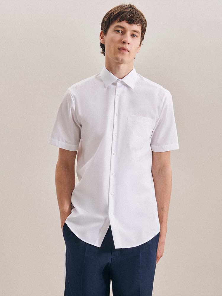 Herren Kurzarm Hemd Weiß
