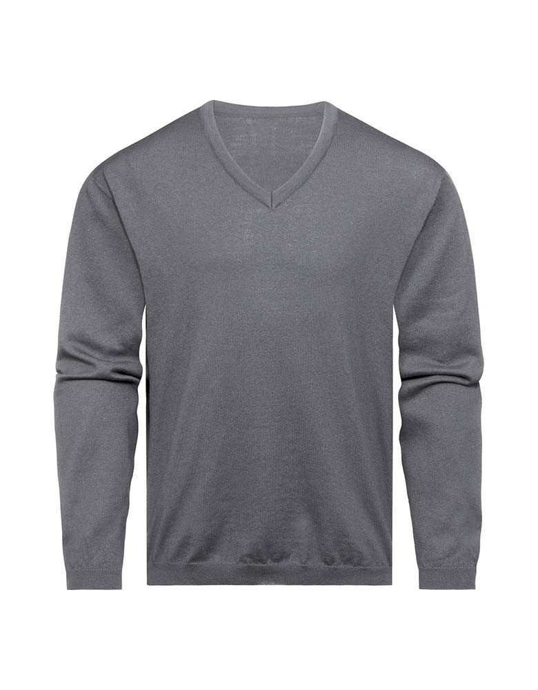 Herren Pullover V-Ausschnitt Grau