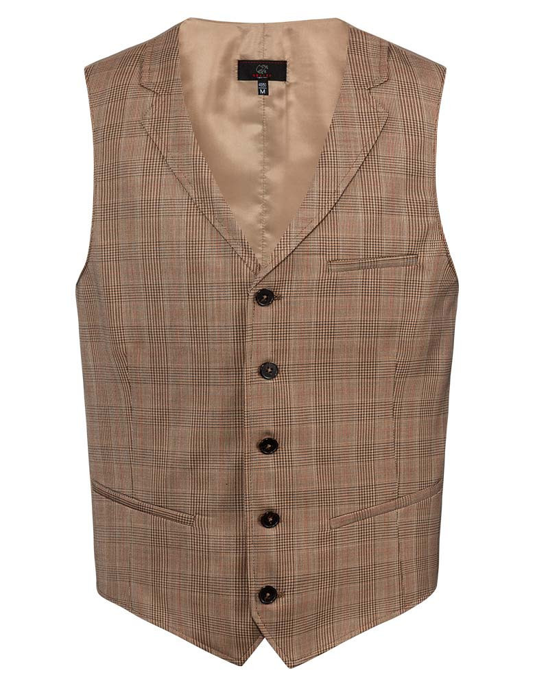 Karierte Herren Weste Beige/Schwarz