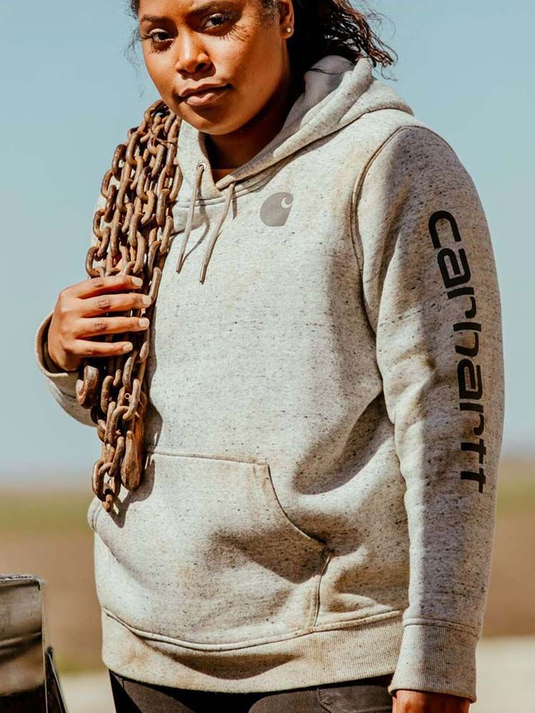 Carhartt Damen Logo Hoodie Hellgrau