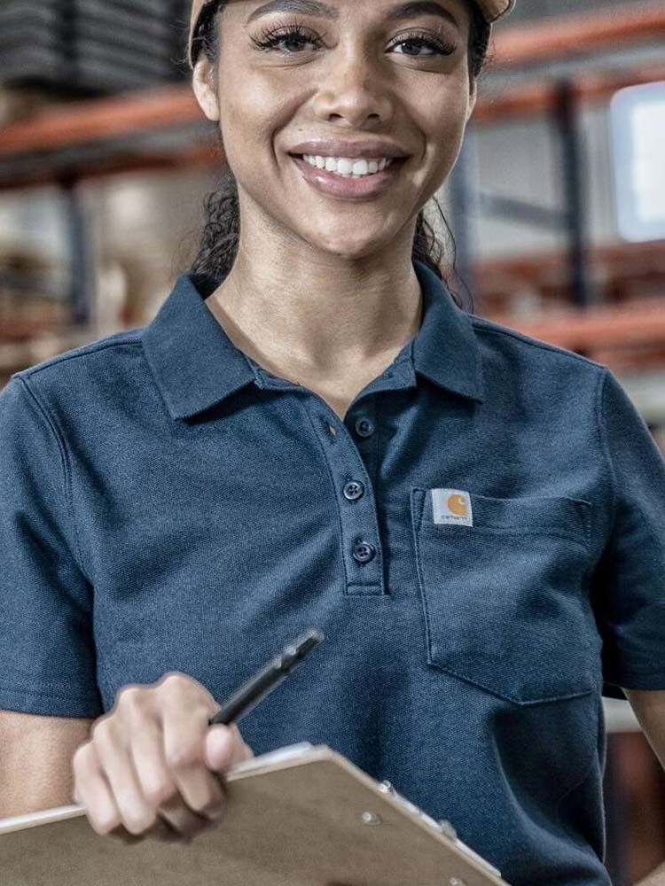 Damen Carhartt Poloshirt Dunkelblau