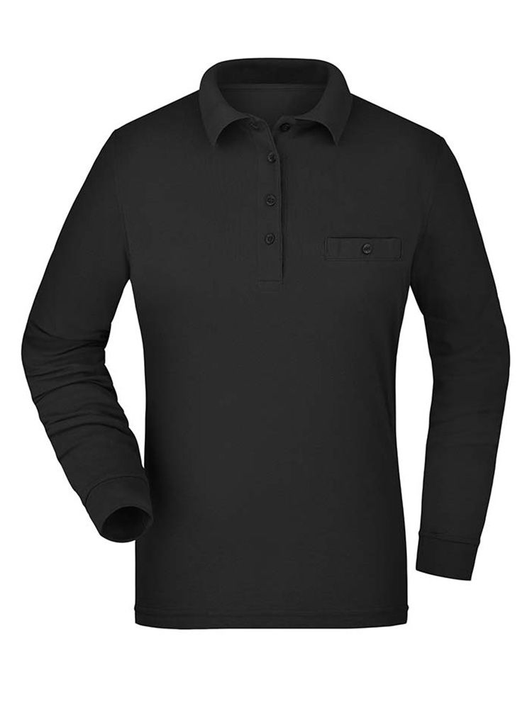 Ladies Workwear Polo Shirt Pocket Longsleeve Essential