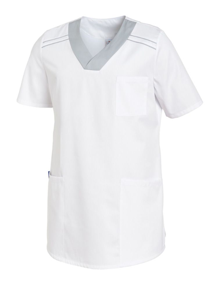 Herren Schlupfkasack Zweifarbig Weiß Silbergrau