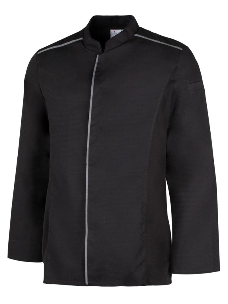 Pique Kochhemd Langarm Herren in Schwarz