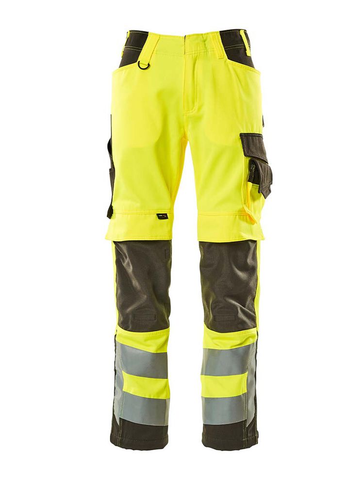 Strapazierfähige Warnschutzhose in Gelb-Dunkelgrau