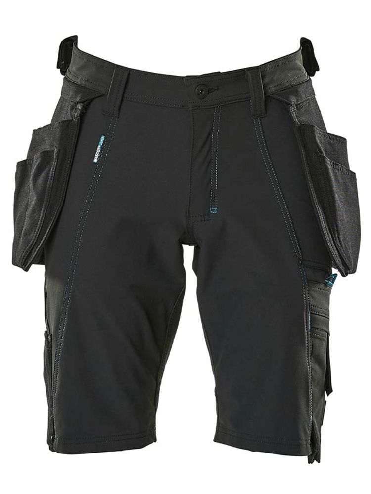 Stretch Shorts mit Hängetaschen in Schwarz