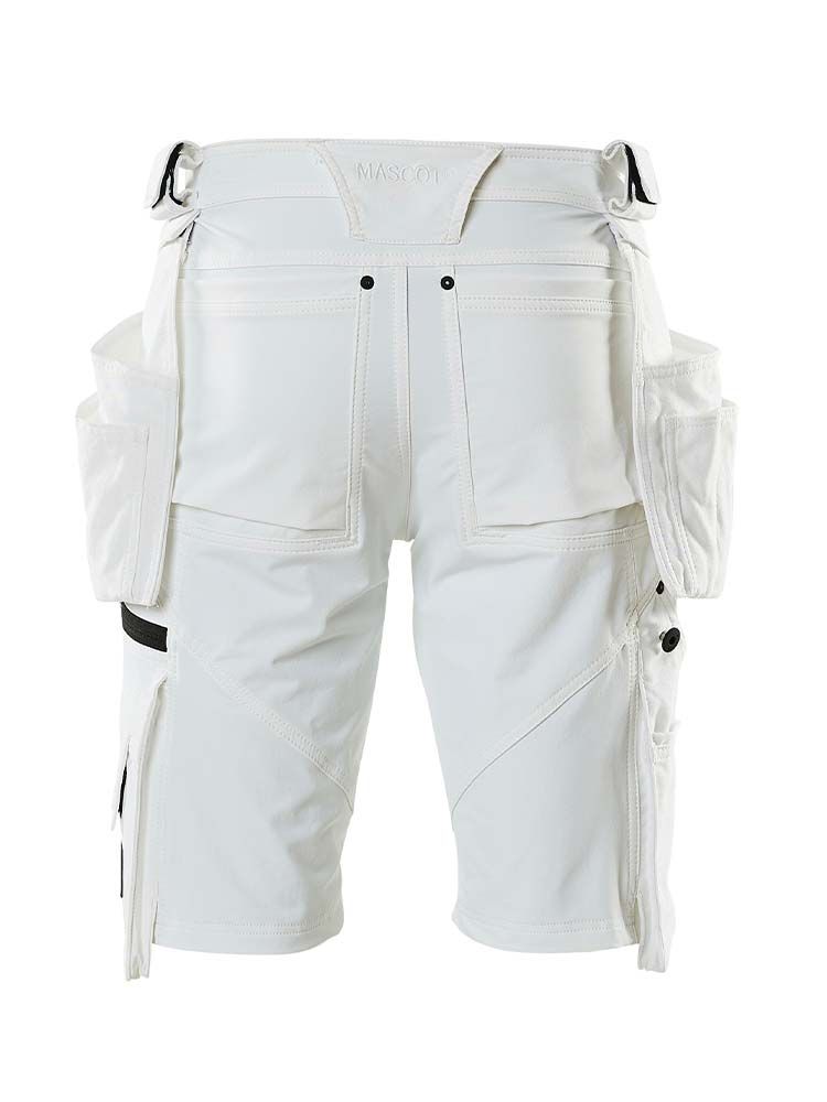 Stretch Shorts mit Hängetaschen in Weiß