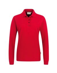 Langarm Poloshirt Damen Rot