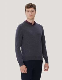 Merino Herrenpullover in Grau