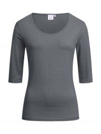 Halbarm Shirt Damen Grau