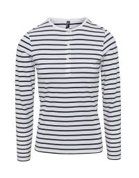 Langarmshirt Damen Weiß/Blau gestreift