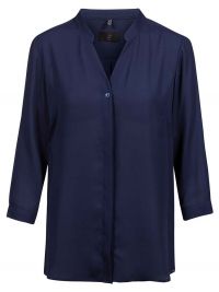 Chiffon Bluse 3/4-Arm Dunkelblau