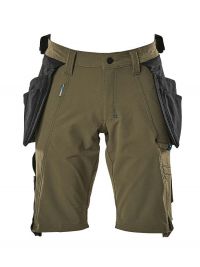 Stretch Shorts mit Hängetaschen in Grün