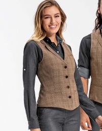 Karierte Damen Weste Beige/Schwarz