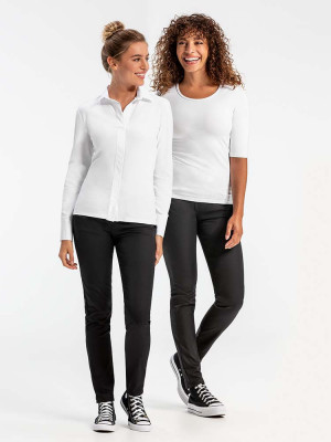 Halbarm Shirt Damen Weiß