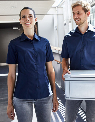 Kurzarm Damenbluse Dunkelblau