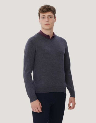 Merino Herrenpullover in Grau