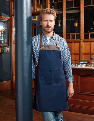 Latzschürze Espresso mit Kunstleder