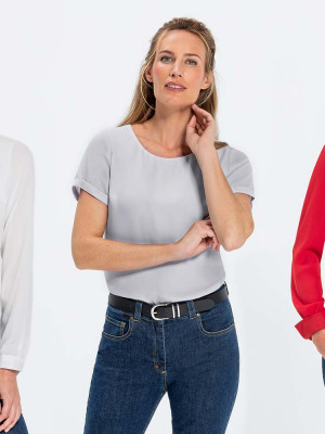 Chiffonbluse Kurzarm