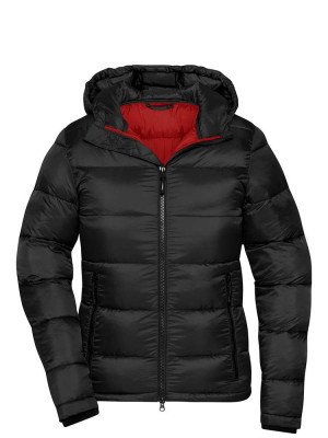 Winterjacke Damen schwarz-rot