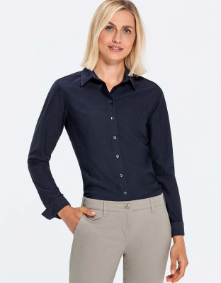 Jersey Hemdbluse Damen Blau