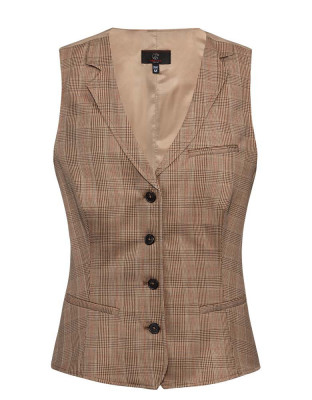 Karierte Damen Weste Beige/Schwarz