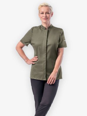 Modisches Kochhemd Damen Olivgrün