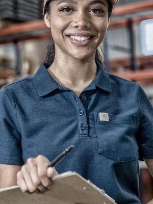 Damen Carhartt Poloshirt Dunkelblau