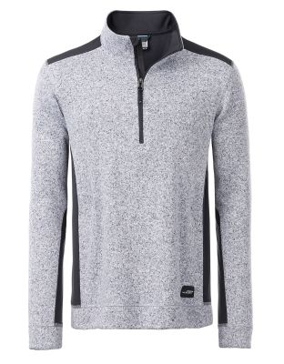 Herren Fleece Arbeitspullover in Weiß-Grau