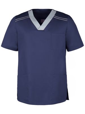 Herren Schlupfkasack Zweifarbig Dunkelblau Silbergrau