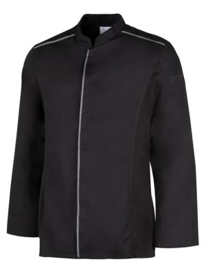 Pique Kochhemd Langarm Herren in Schwarz