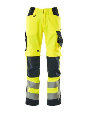 Strapazierfähige Warnschutzhose in Gelb-Schwarzblau