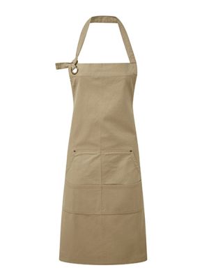 Latzschürze mit Taschen Beige